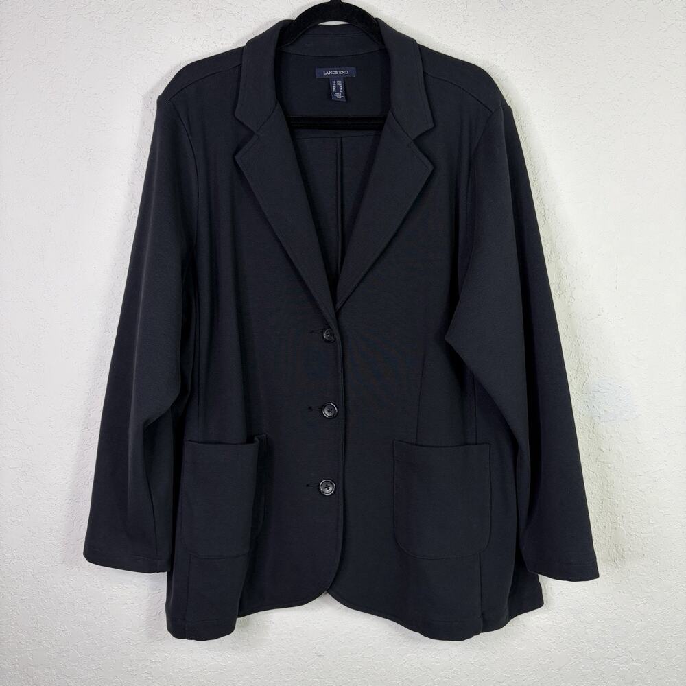 Lands' End Black Sport Jacket 100% Cotton Size 26W, preppy, school, work, casual